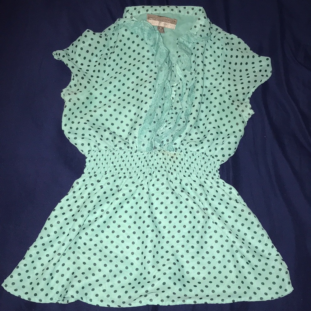 Vanity Polka Dot Blouse With Ruffled Collar